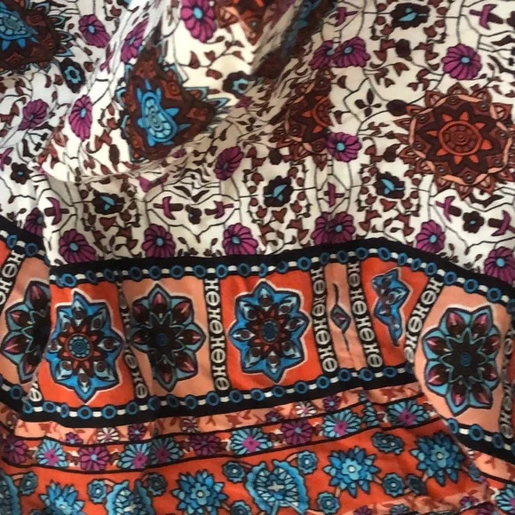 Umgee Red and Blue Buttoned Sundress with Bell Sleeves - Picture 6 of 7